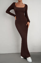 Load image into Gallery viewer, Long Sleeve Square Neck Maxi Bodycon Dress
