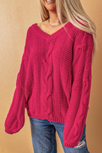 Load image into Gallery viewer, Cable Knit V-Neck Sweater
