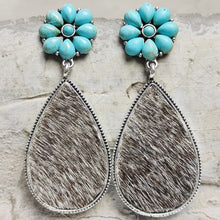 Load image into Gallery viewer, Turquoise Flower Teardrop Earrings
