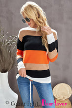 Load image into Gallery viewer, Round Neck Color Block Dropped Shoulder Knit Top
