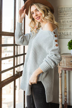 Load image into Gallery viewer, Buttoned Boat Neck Slit Sweater
